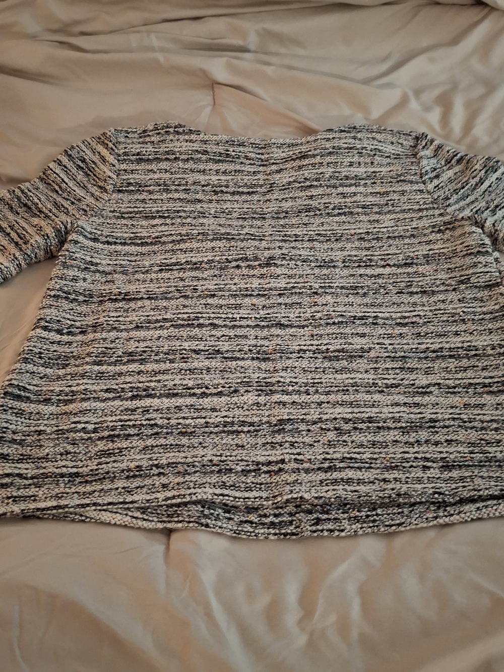 LOFT Women's Gray & White Textured Short-Sleeve Knit Top - Picture 6 of 6